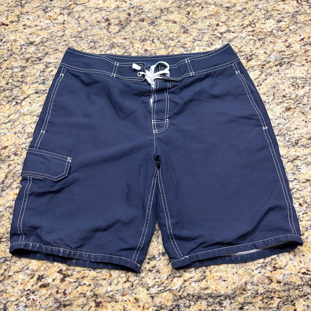 Gap Mens Navy Blue Board Shorts Swim Trunks Cargo Pocket Mesh Lining Medium